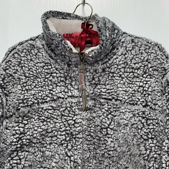 Grizzly Sherpa Fleece Pullover Jacket Brown 1/4 Zip Up Mock Neck - Picture 4 of 10